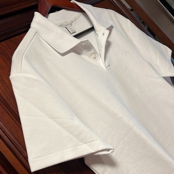 Like New Calvin Klein Snow White Stretch Golf Activewear Polo Comfortable Fabric - Picture 4 of 8